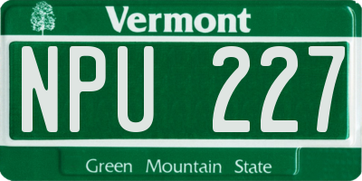 VT license plate NPU227