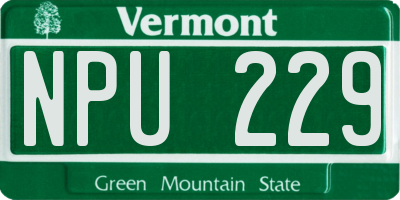 VT license plate NPU229