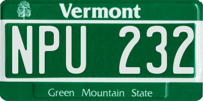 VT license plate NPU232