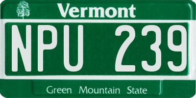 VT license plate NPU239