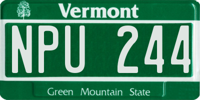VT license plate NPU244
