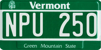 VT license plate NPU250