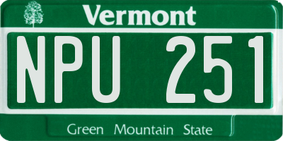 VT license plate NPU251