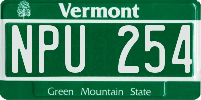 VT license plate NPU254