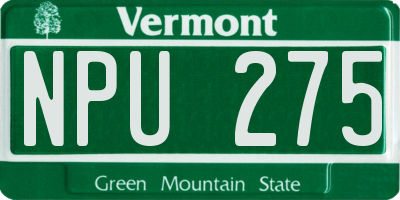 VT license plate NPU275