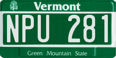 VT license plate NPU281