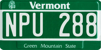 VT license plate NPU288