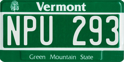 VT license plate NPU293