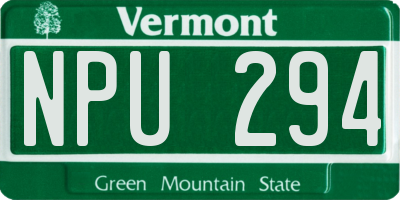 VT license plate NPU294