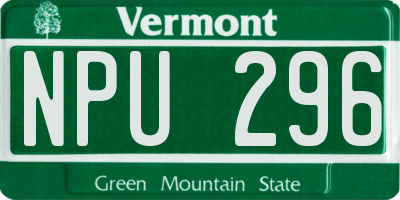 VT license plate NPU296