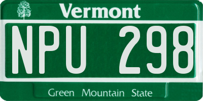 VT license plate NPU298