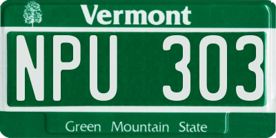 VT license plate NPU303