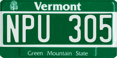 VT license plate NPU305