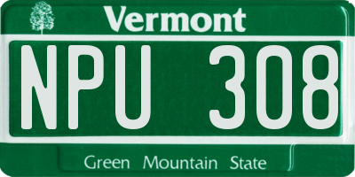 VT license plate NPU308