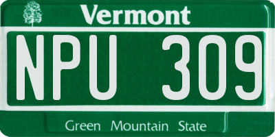 VT license plate NPU309
