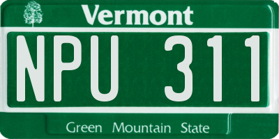 VT license plate NPU311