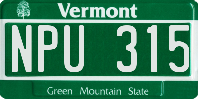VT license plate NPU315