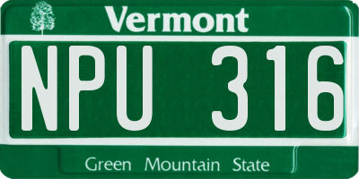 VT license plate NPU316