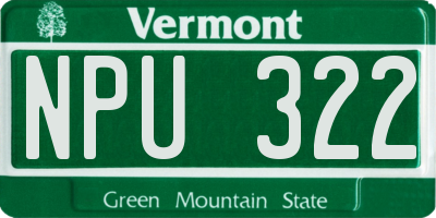 VT license plate NPU322