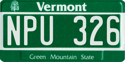 VT license plate NPU326