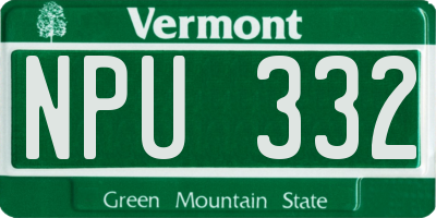 VT license plate NPU332