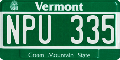 VT license plate NPU335