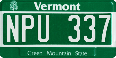 VT license plate NPU337