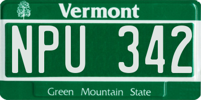 VT license plate NPU342