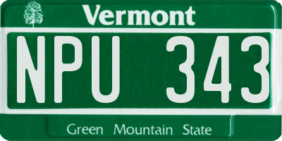 VT license plate NPU343