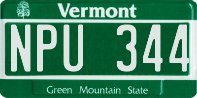 VT license plate NPU344