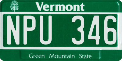 VT license plate NPU346