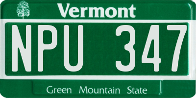 VT license plate NPU347