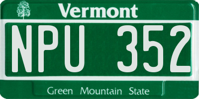 VT license plate NPU352