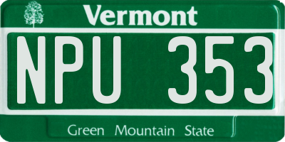 VT license plate NPU353