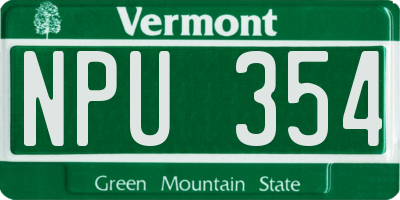 VT license plate NPU354