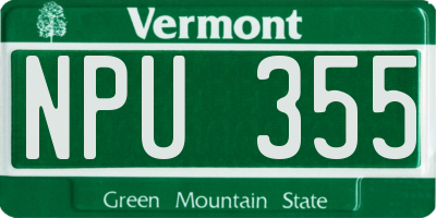 VT license plate NPU355