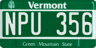 VT license plate NPU356