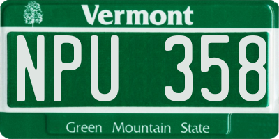 VT license plate NPU358