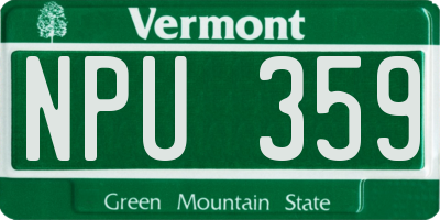 VT license plate NPU359