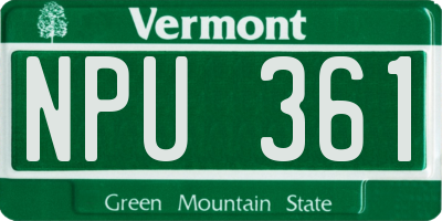 VT license plate NPU361