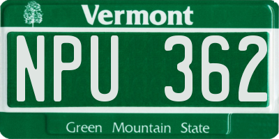 VT license plate NPU362