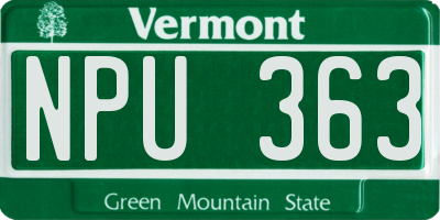 VT license plate NPU363