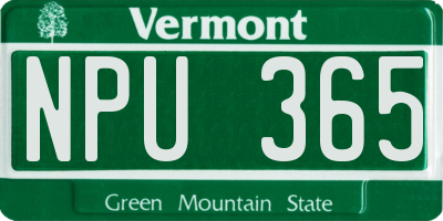 VT license plate NPU365