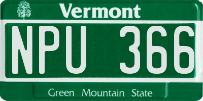 VT license plate NPU366