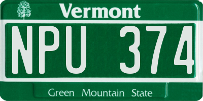 VT license plate NPU374