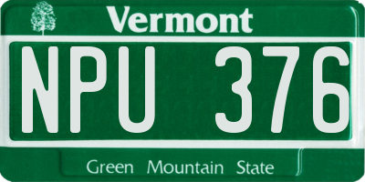 VT license plate NPU376