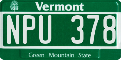 VT license plate NPU378