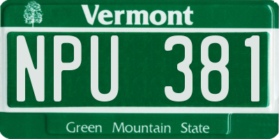 VT license plate NPU381