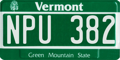 VT license plate NPU382
