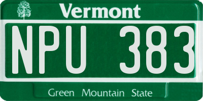 VT license plate NPU383